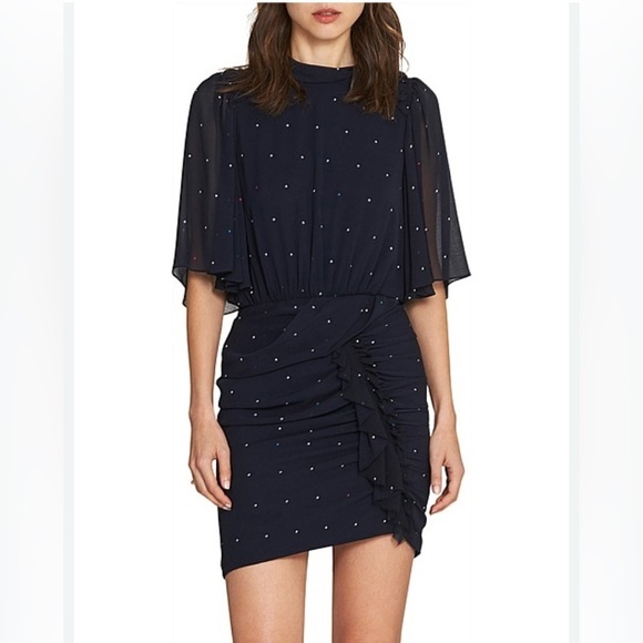 camilla & marc Dresses & Skirts - CAMILLA and MARC Scarlett draped dress navy blue mini polka dots sz 8 US EUC